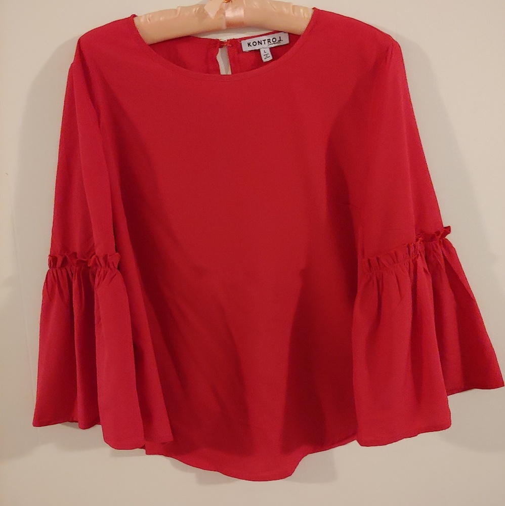 Red Bell Sleeve Top